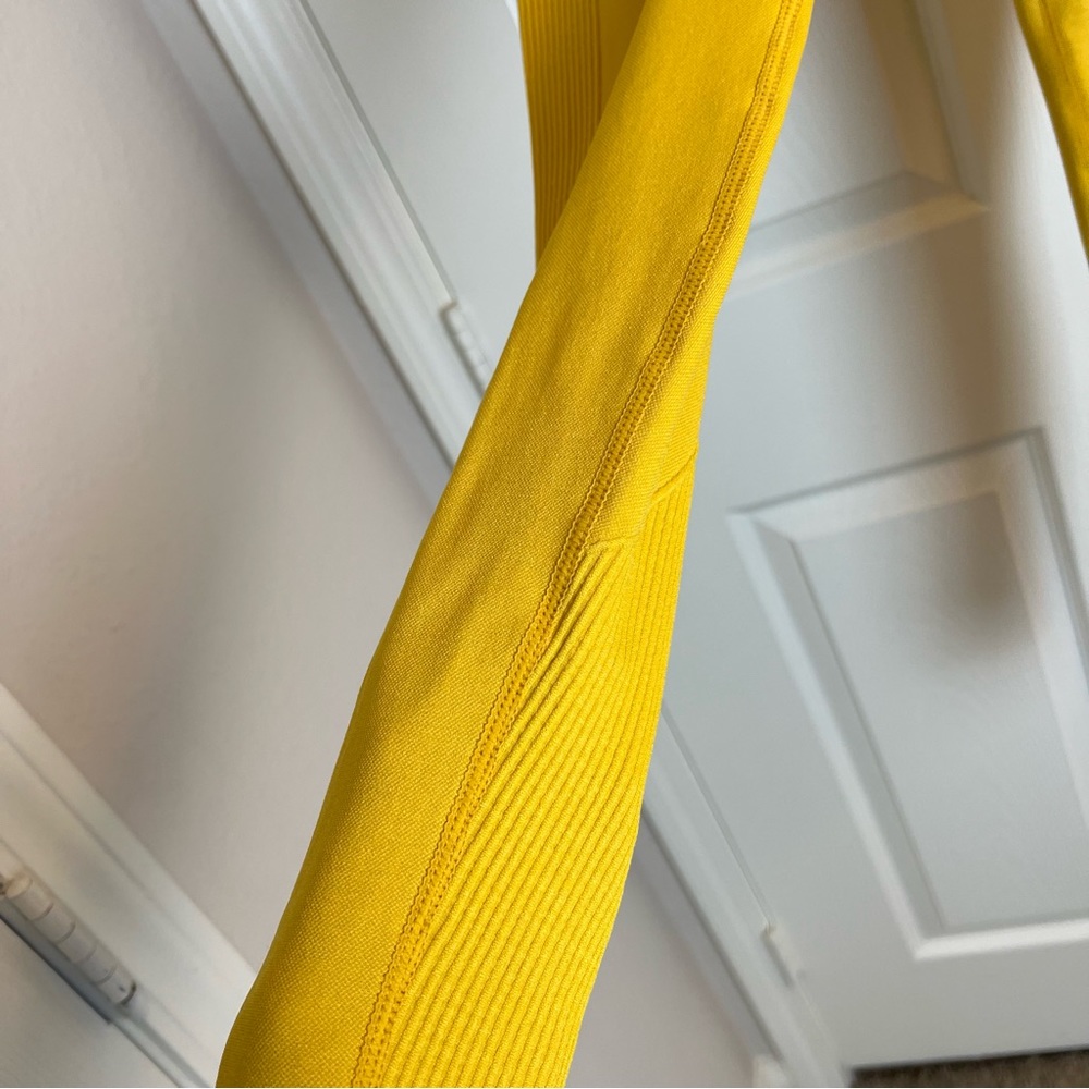 Yellow Ribbed Leggings - Picture 8 of 12